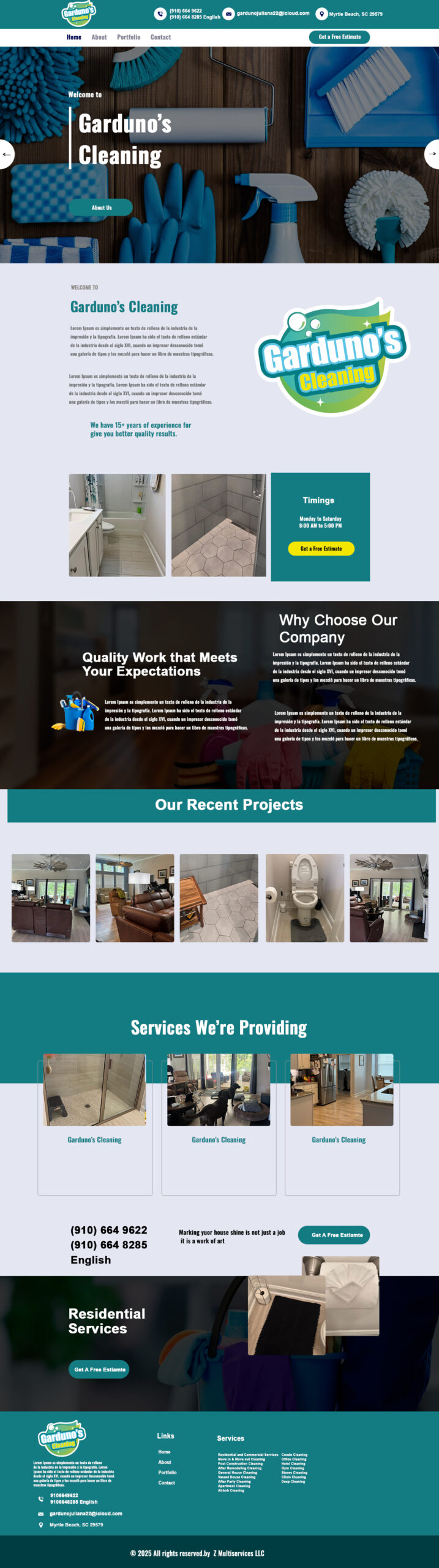 Website Development web retiro garduno’s cleaning 89577